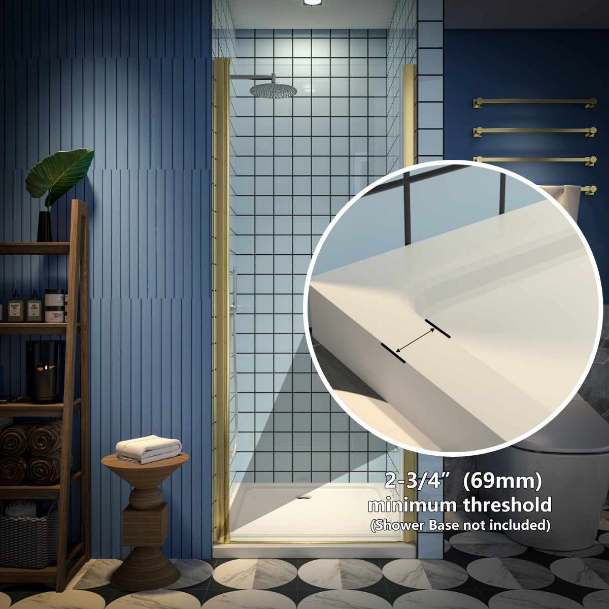 Classy 30-32"x72" Frameless Shower Door in Brush Gold,Water Repellent Glass with Seal Strip Parts and Handle,6mm Glass Shower Door - ExBriteUSA
