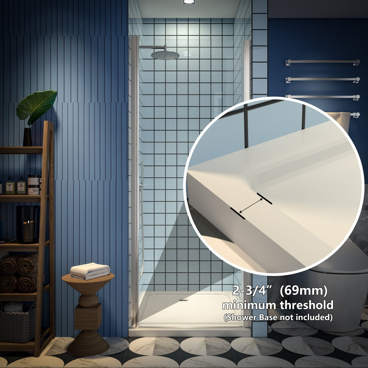 Classy 28-30" W X 72" H Pivot Shower Doors Semi-Frameless Nickel Hinged Glass Shower Door With Handle