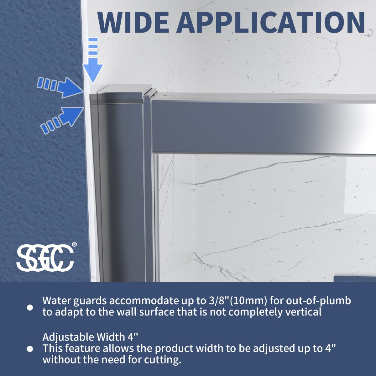 Flexi Showers 56-60" W x 71" H Glass Shower Doos Semi-Frameless,6mm Clear Tempered Glass Panel, Chrome Finish - ExBriteUSA