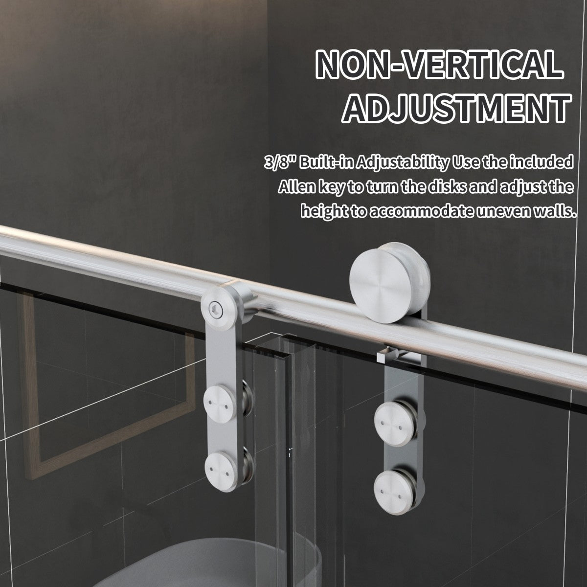Anchor-B Allsumhome 56"-60"W x 70"H Frameless Sliding Shower Door,Tempered Glass,Shower Enclosure,Double Side Easy Clean Coat,Brushed Nickel ,Buffer