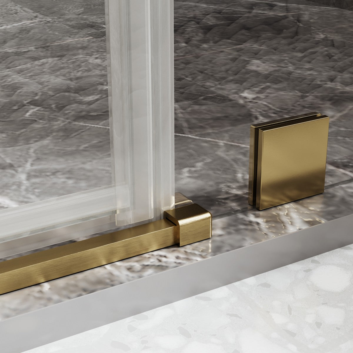 47-48" x 74" Pivot Frameless Shower Door,Brushed Gold,Easy clean|ExBrite Valor-N Series