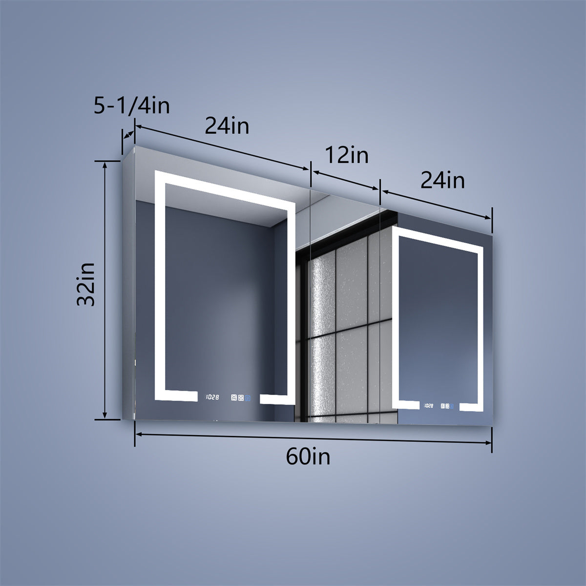 Boost-M2 60" W x 32" H Lighted Medicine Cabinet with Outlets & USB