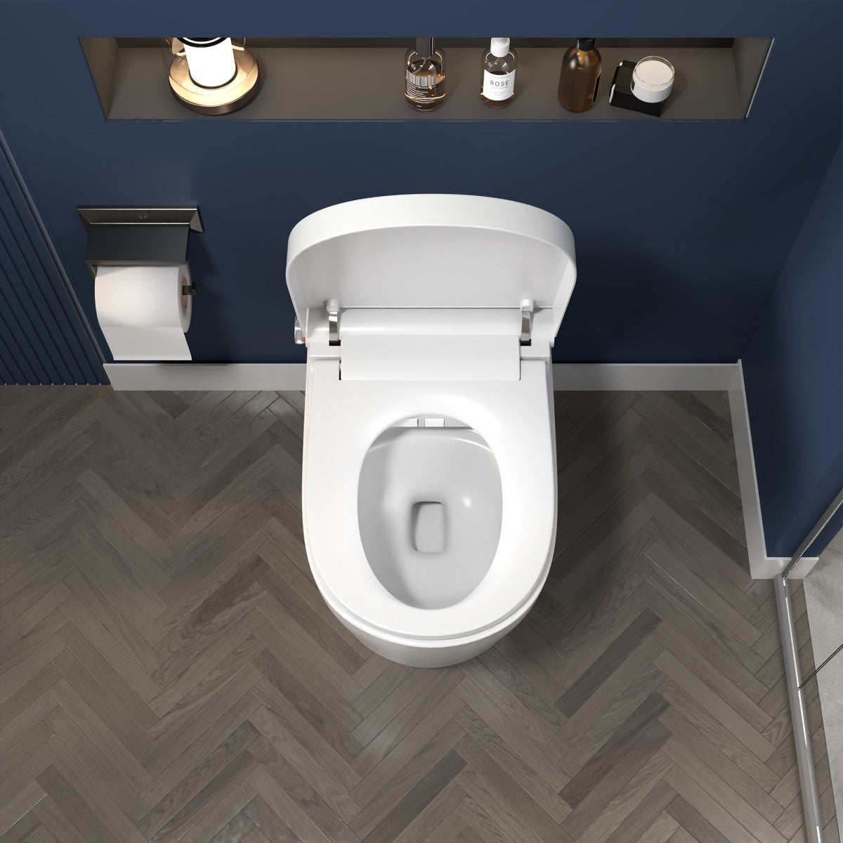 Exbrite Smart Toilet With Foot Sensing Open Cover & Seat, No Water Pressure Limitation, Night Light, Leakage Protection, Side Knob With Multiple Controls, Remote Control, Auto Flushing, White Screen