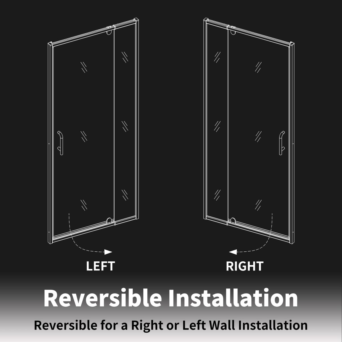 Flexi-B Showers 50-54" W x 71" H Glass Shower Doos Semi-Frameless,6mm Clear Tempered Glass Panel, Black Finish (Copy) - ExBriteUSA