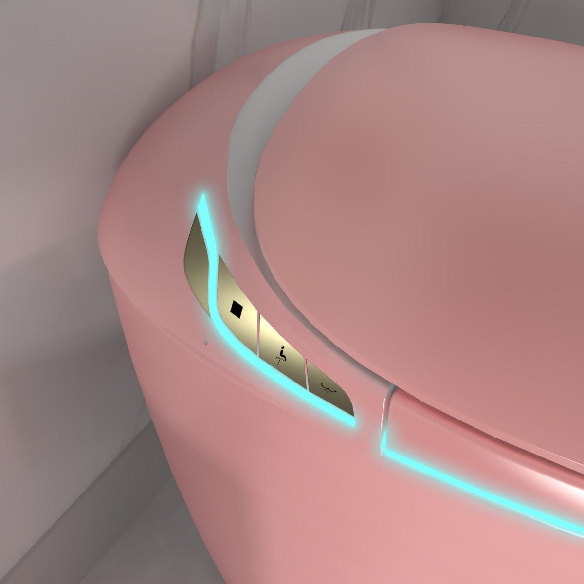 EP Exbrite Unique Smart Toilet with Bidet Built In, Intelligent One Piece Toilet For Modern Bathroom, Auto Open/Close Seat, Foot Sensor, LED Display,Night Light, Warm Water & Dryer,Pink