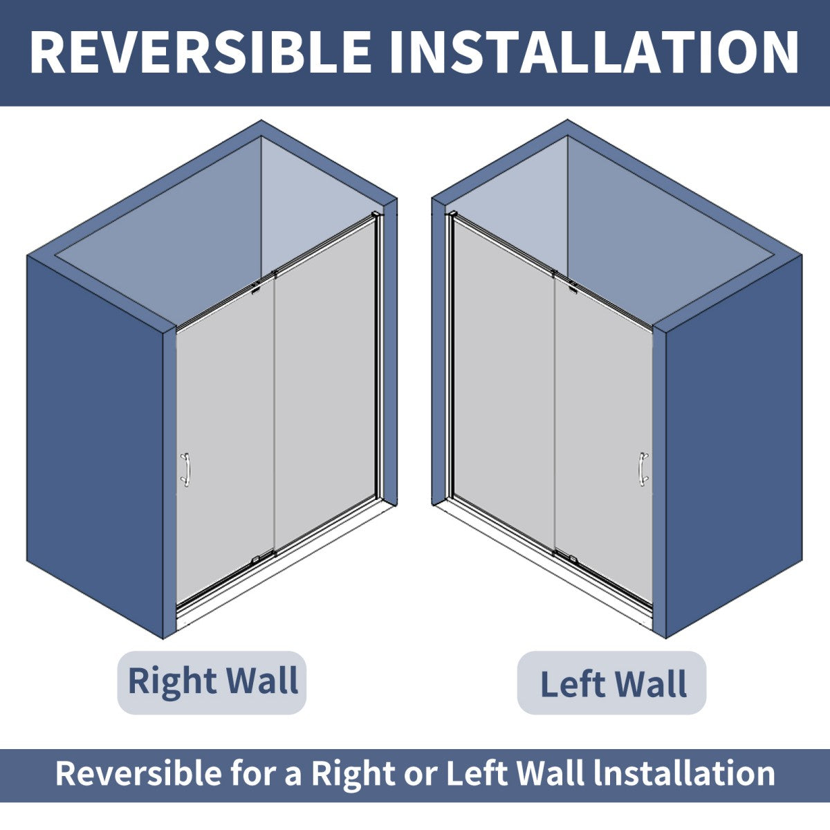 Flexi 44-48"x71" Frameless Shower Door in Matte Black,Water Repellent Glass with Seal Strip Parts and Handle,6mm Glass Shower Door - ExBriteUSA