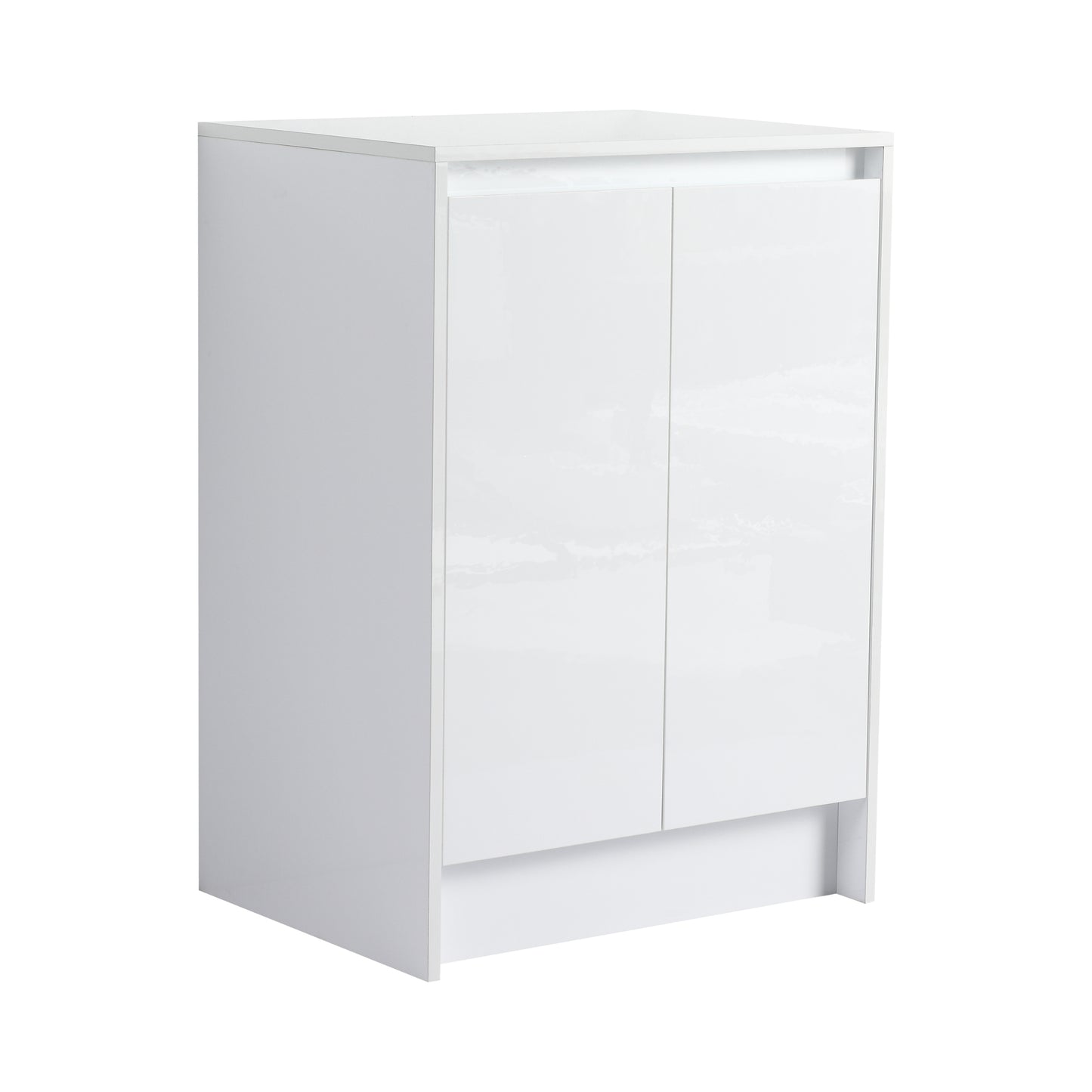 Allsumhome 24' freestanding Bathroom Storage Cabinet, 2-Soft Close Doors, Glossy White,(KD-Packing)