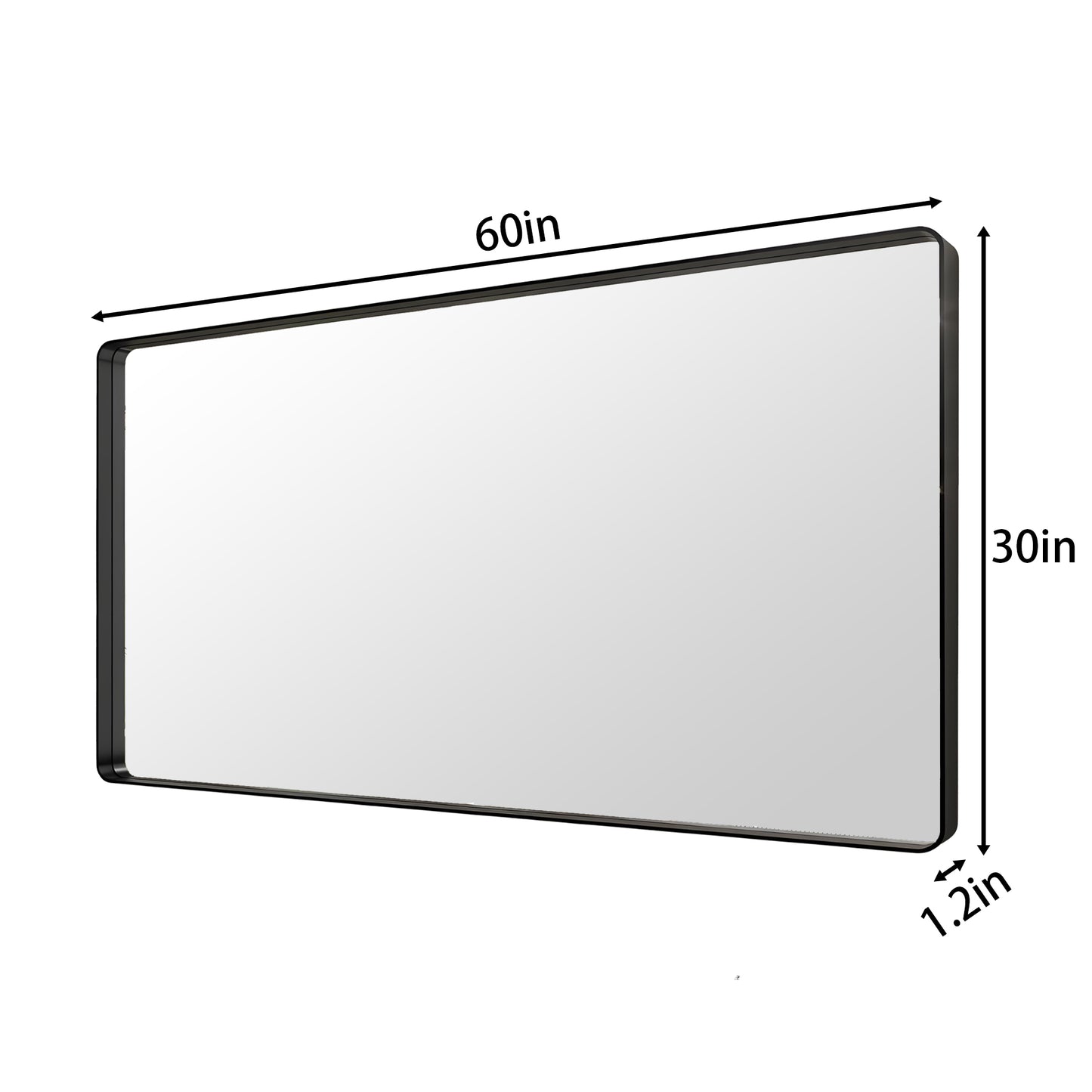 Noir 60" x 30" Vanity Mirror – Modern, Elegant, Rectangular Wall Mirror with Tempered Glass, Shatterproof, Rust-Resistant, Matte Black Frame for Bathroom, Living Room & Hallway - ExBriteUSA