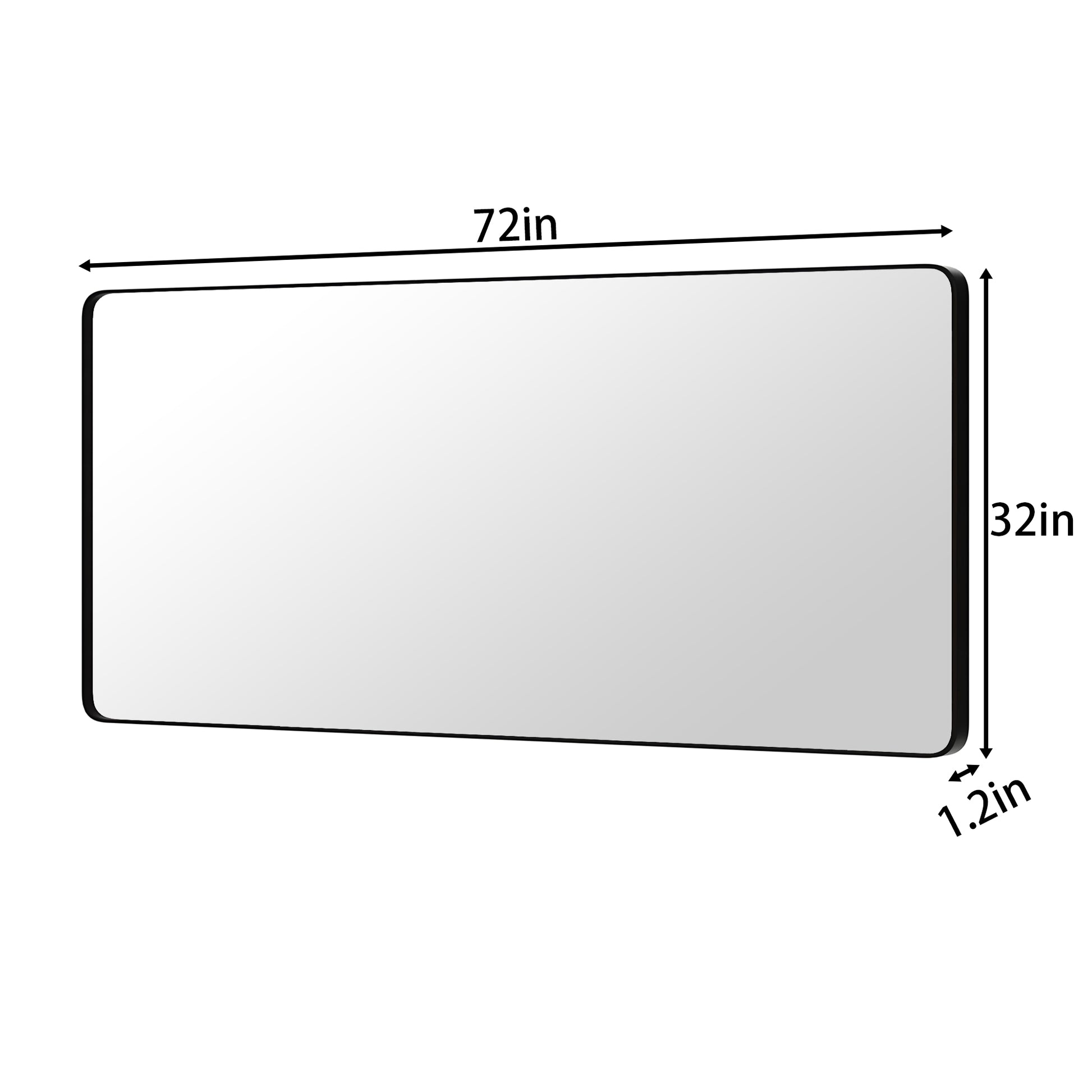 Noir 72" x 32" Vanity Mirror – Modern, Elegant, Rectangular Wall Mirror with Tempered Glass, Shatterproof, Rust-Resistant, Matte Black Frame for Bathroom, Living Room & Hallway - ExBriteUSA