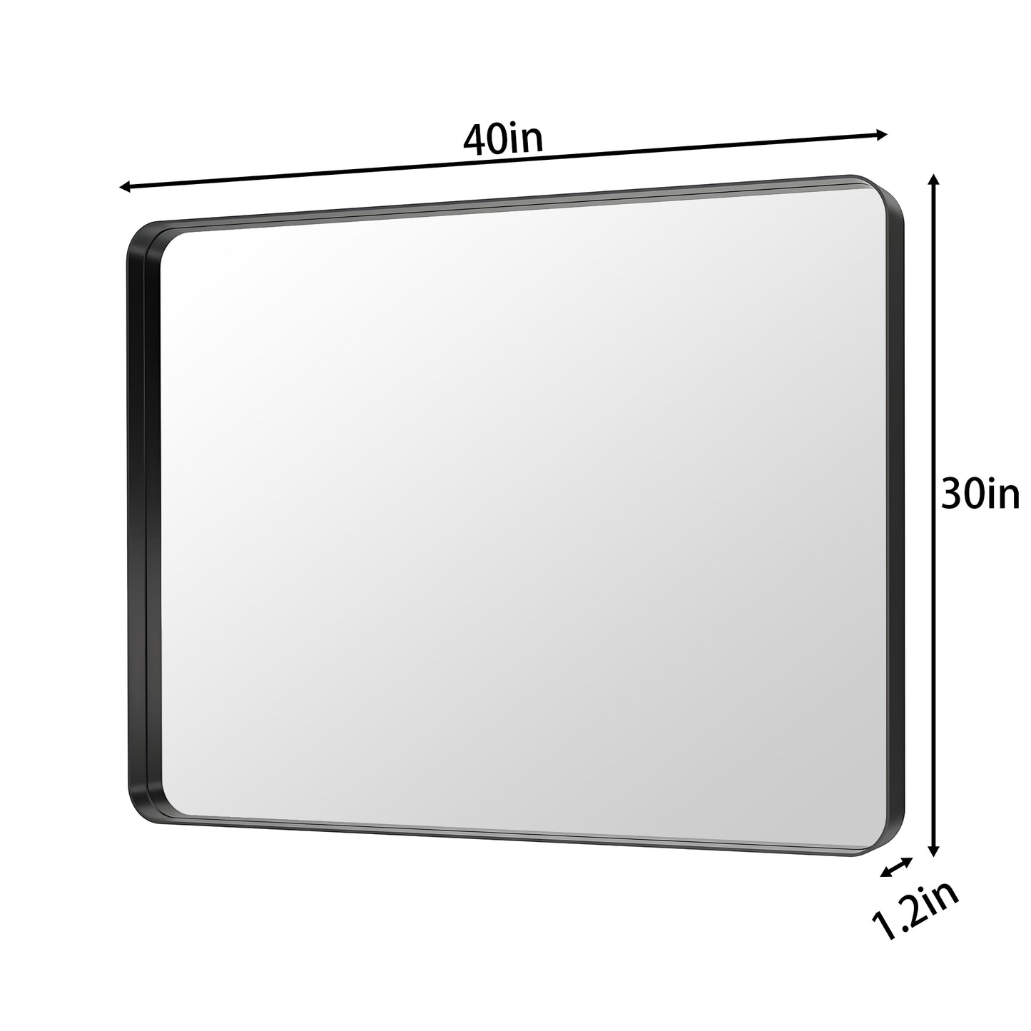 Noir 40" x 30" Vanity Mirror – Modern, Elegant, Rectangular Wall Mirror with Tempered Glass, Shatterproof, Rust-Resistant, Matte Black Frame for Bathroom, Living Room & Hallway - ExBriteUSA