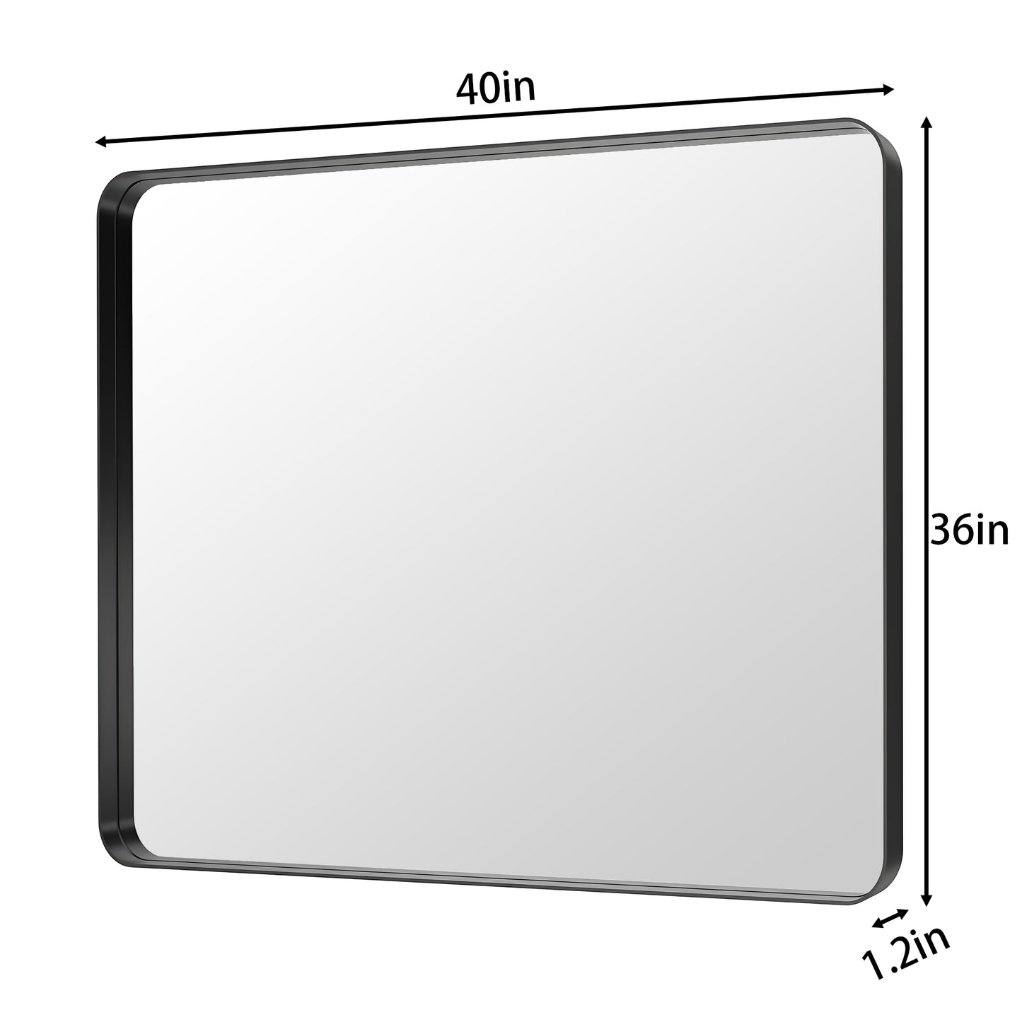 Noir 40" x 36" Vanity Mirror – Modern, Elegant, Rectangular Wall Mirror with Tempered Glass, Shatterproof, Rust-Resistant, Matte Black Frame for Bathroom, Living Room & Hallway - ExBriteUSA