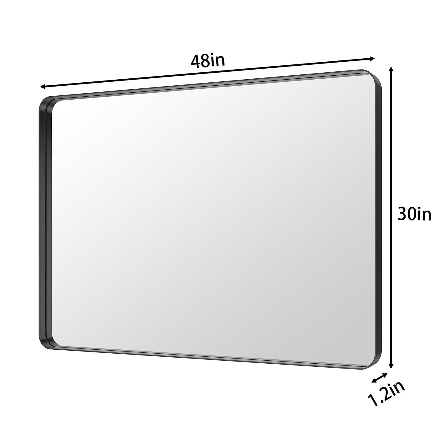 Noir 48" x 30" Vanity Mirror – Modern, Elegant, Rectangular Wall Mirror with Tempered Glass, Shatterproof, Rust-Resistant, Matte Black Frame for Bathroom, Living Room & Hallway - ExBriteUSA