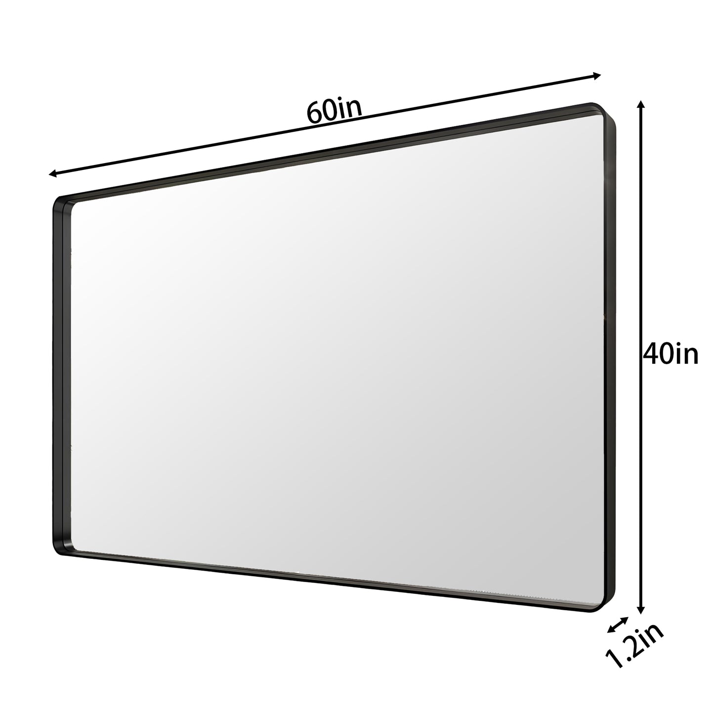 Noir 60" x 40" Vanity Mirror – Modern, Elegant, Rectangular Wall Mirror with Tempered Glass, Shatterproof, Rust-Resistant, Matte Black Frame for Bathroom, Living Room & Hallway - ExBriteUSA
