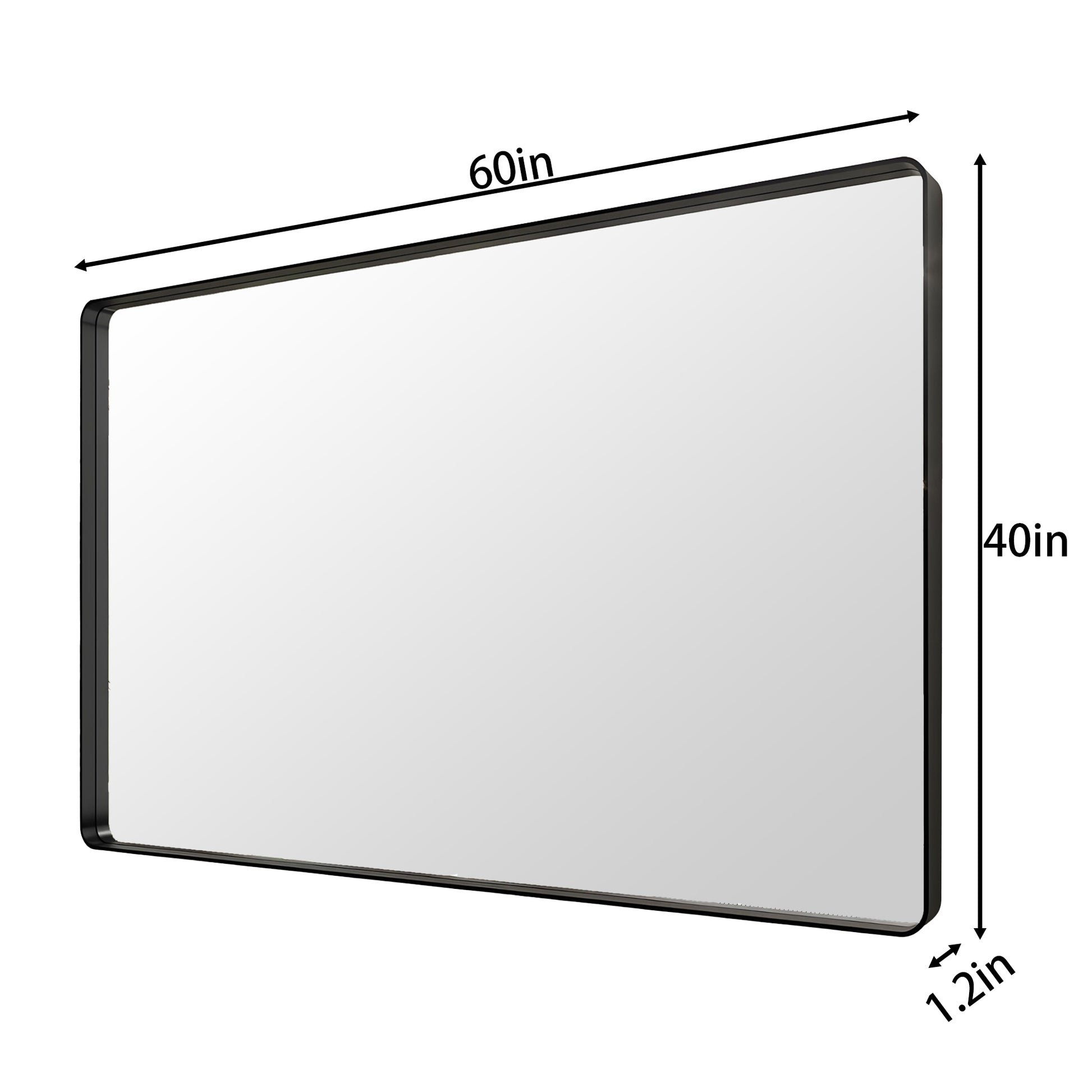Noir 60" x 40" Vanity Mirror – Modern, Elegant, Rectangular Wall Mirror with Tempered Glass, Shatterproof, Rust-Resistant, Matte Black Frame for Bathroom, Living Room & Hallway - ExBriteUSA