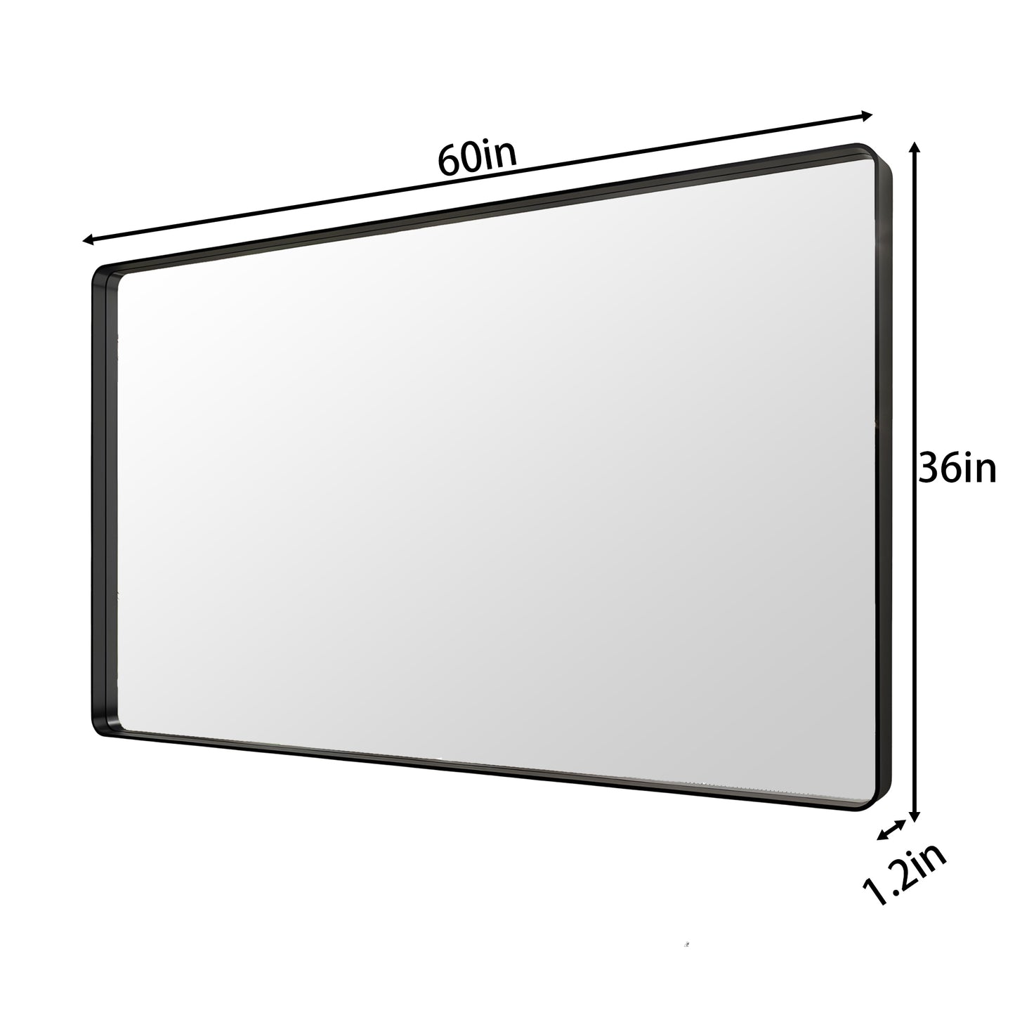 Noir 60" x 36" Vanity Mirror – Modern, Elegant, Rectangular Wall Mirror with Tempered Glass, Shatterproof, Rust-Resistant, Matte Black Frame for Bathroom, Living Room & Hallway - ExBriteUSA