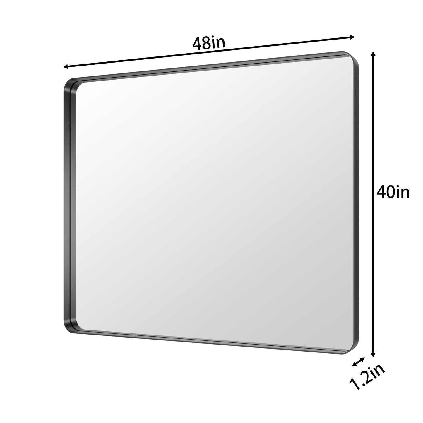 Noir 48" x 40" Vanity Mirror – Modern, Elegant, Rectangular Wall Mirror with Tempered Glass, Shatterproof, Rust-Resistant, Matte Black Frame for Bathroom, Living Room & Hallway - ExBriteUSA