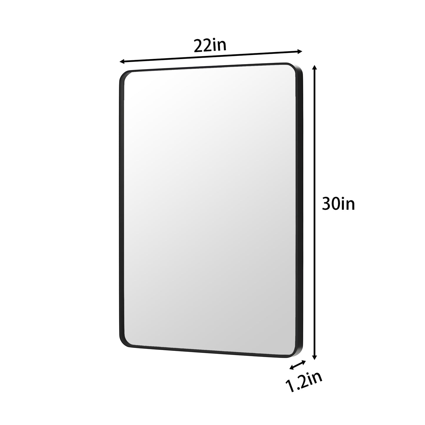 Noir 22" x 30" Vanity Mirror – Modern, Elegant, Rectangular Wall Mirror with Tempered Glass, Shatterproof, Rust-Resistant, Matte Black Frame for Bathroom, Living Room & Hallway - ExBriteUSA