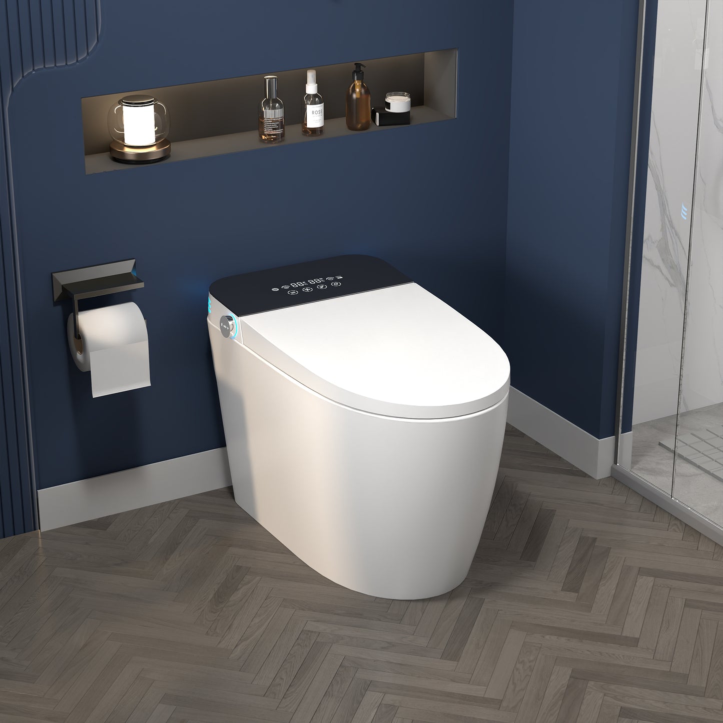ExBrite Smart Toilets with Heated Bidet Seat,Bidet toilet with Dryer and Warm Water,Portable toilet with bidet built,Intelligent Toilet Auto Open Close Seat