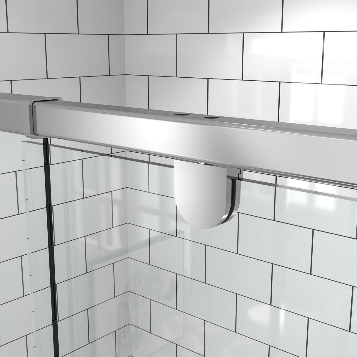 Flexi-B Showers 50-54" W x 71" H Glass Shower Doos Semi-Frameless,6mm Clear Tempered Glass Panel, Black Finish (Copy) - ExBriteUSA