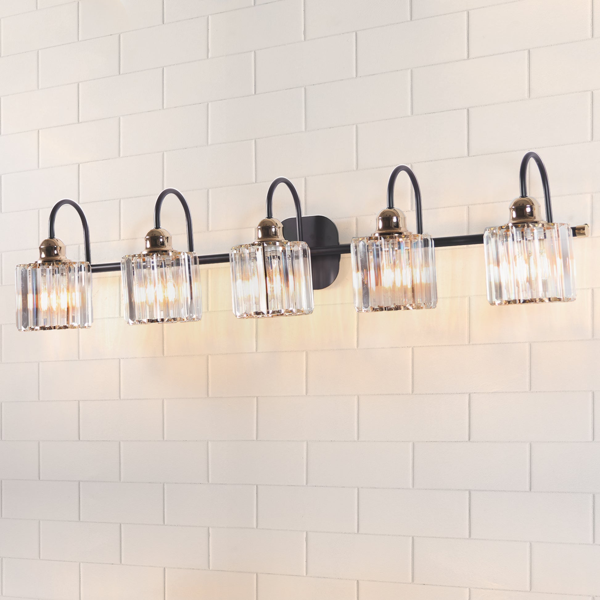 ExBrite 41" W 5 Lights Bathroom Black and Gold Vanity Lights for Bathroom Light - ExBriteUSA