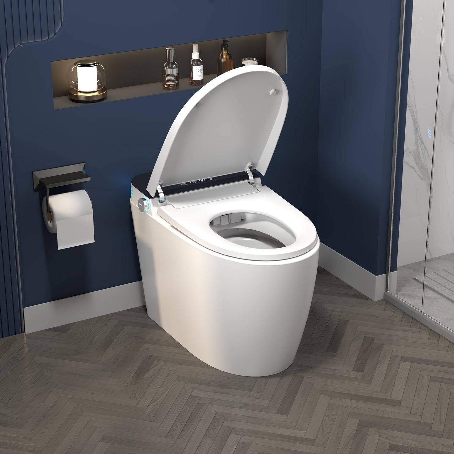 ExBrite Smart Toilets with Heated Bidet Seat,Bidet toilet with Dryer and Warm Water,Portable toilet with bidet built,Intelligent Toilet Auto Open Close Seat