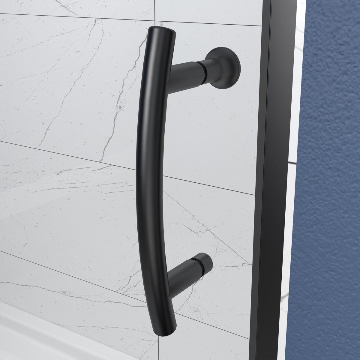 Flexi 44-48"x71" Frameless Shower Door in Matte Black,Water Repellent Glass with Seal Strip Parts and Handle,6mm Glass Shower Door - ExBriteUSA