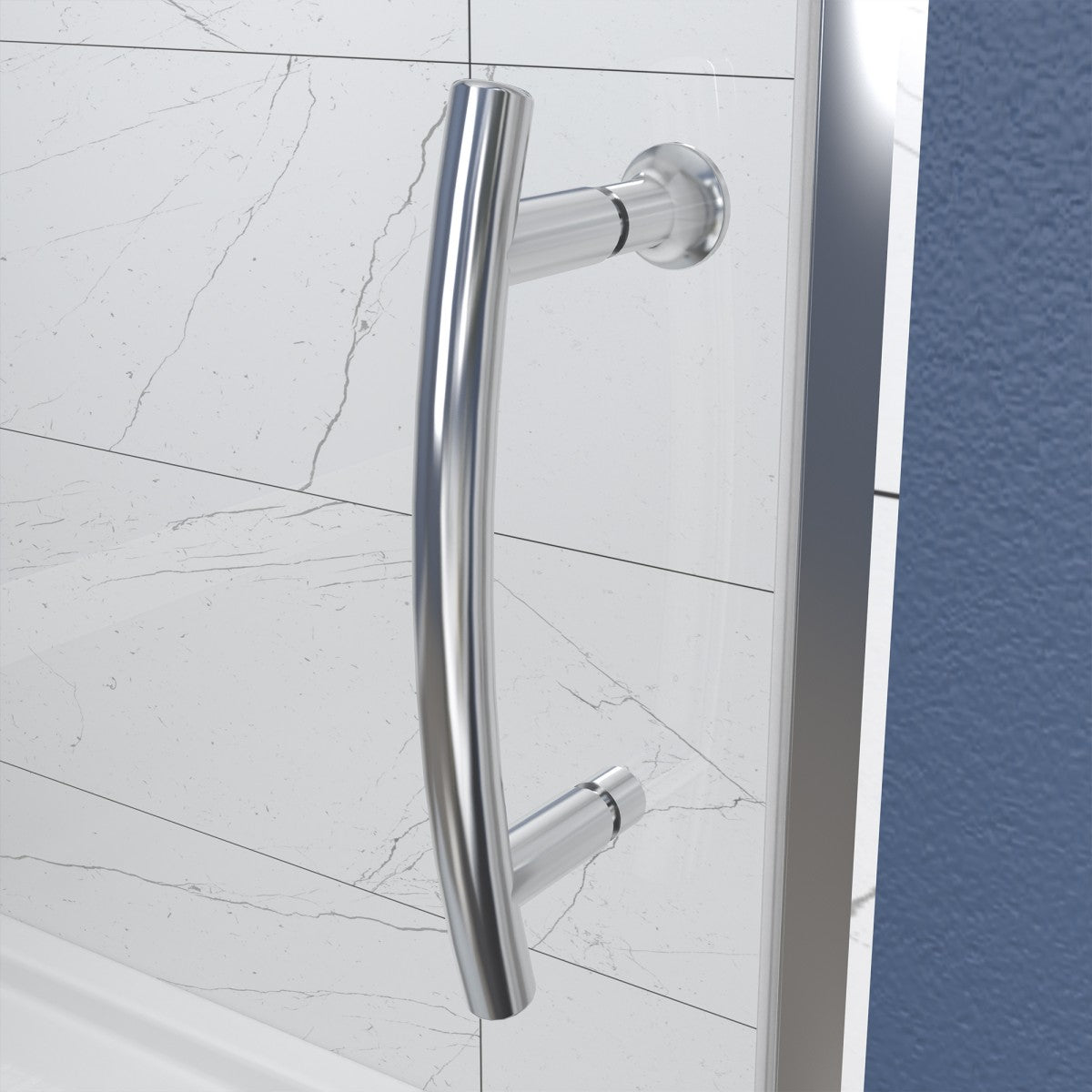 Flexi Showers 56-60" W x 71" H Glass Shower Doos Semi-Frameless,6mm Clear Tempered Glass Panel, Chrome Finish - ExBriteUSA