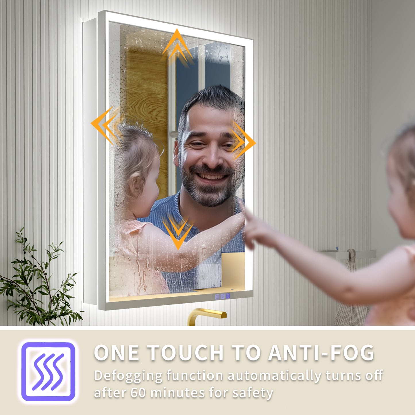 Ample 24" W x 36" H LED Lighted Chrome Medicine Cabinet with Mirror and Shelves for Bathroom Recessed or Surface Mount, Right Hinge