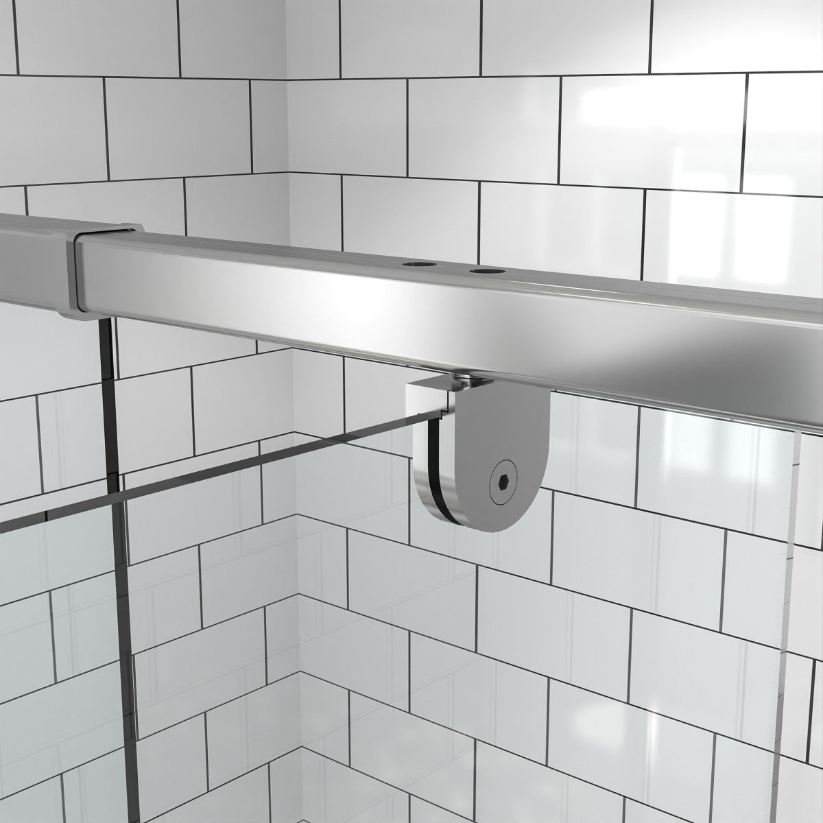 Flexi-B Showers 50-54" W x 71" H Glass Shower Doos Semi-Frameless,6mm Clear Tempered Glass Panel, Black Finish (Copy) - ExBriteUSA