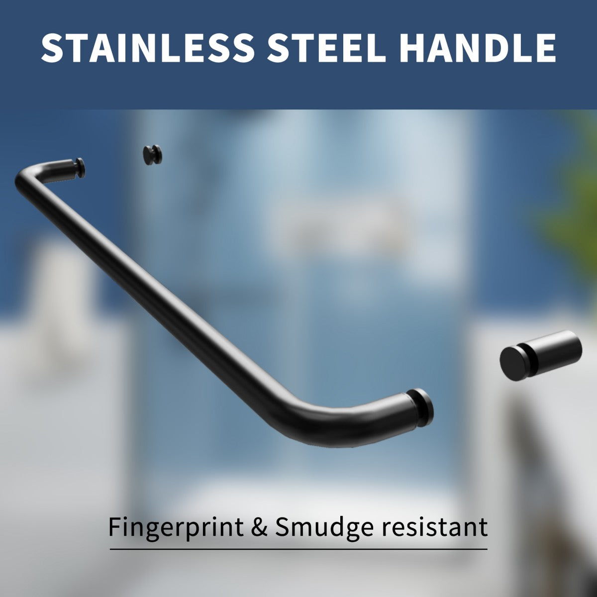 Stainless steel handle for Glide 44-48" x 70" sliding glass shower doors, fingerprint and smudge resistant.