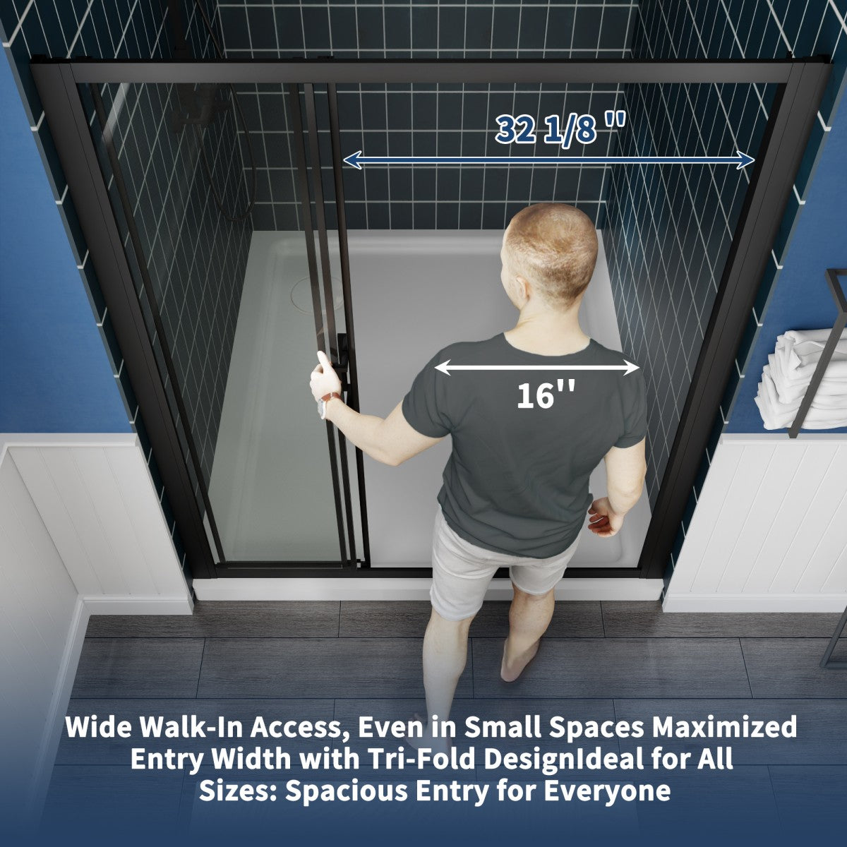 Nexus 56-60W x 70.H Easy Clean Double Framed Sliding Shower Door with 1/4" (6mm) Clear SGCC Tempered Glass,Matte Black Finish