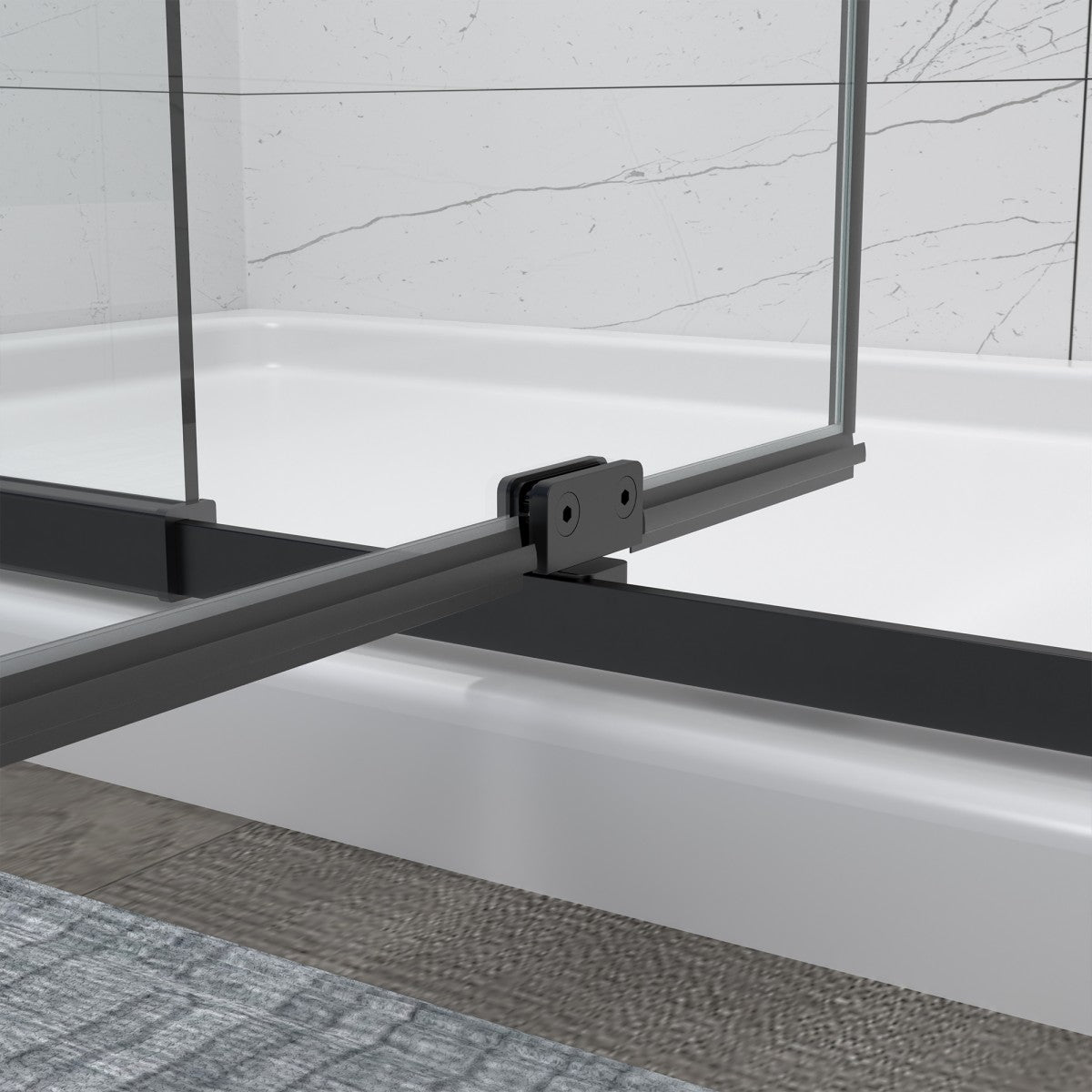 Flexi 44-48"x71" Frameless Shower Door in Matte Black,Water Repellent Glass with Seal Strip Parts and Handle,6mm Glass Shower Door - ExBriteUSA