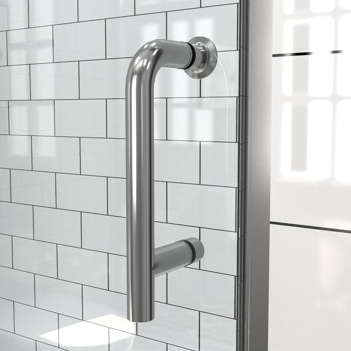 Flexi-B Showers 50-54" W x 71" H Glass Shower Doos Semi-Frameless,6mm Clear Tempered Glass Panel, Black Finish (Copy) - ExBriteUSA