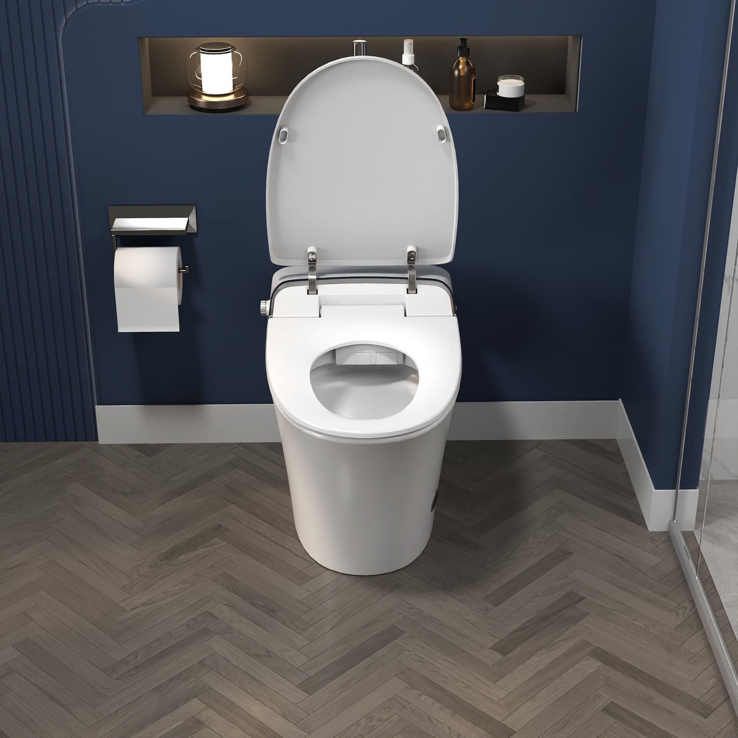 ExBrite Luxury Smart Toilet with Dryer,Warm Water,Elongated Bidet,Heated Seat,Remote Control,Night Light,Power Outage Flushing,Soft Close