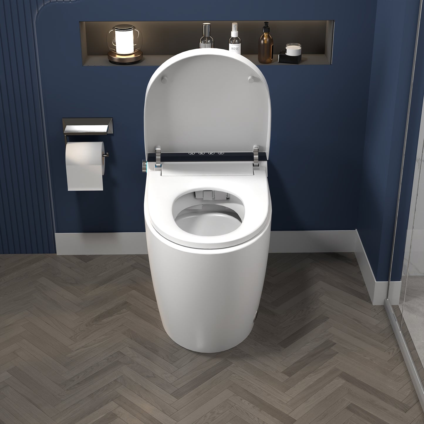 ExBrite Smart Toilets with Heated Bidet Seat,Bidet toilet with Dryer and Warm Water,Portable toilet with bidet built,Intelligent Toilet Auto Open Close Seat