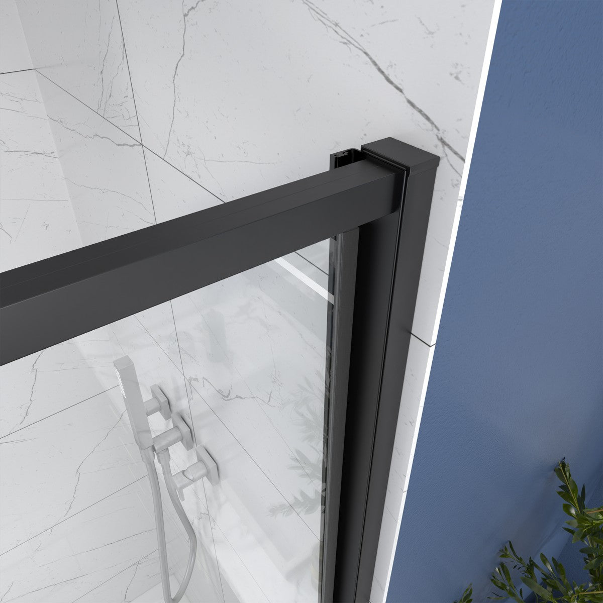 Flexi 44-48"x71" Frameless Shower Door in Matte Black,Water Repellent Glass with Seal Strip Parts and Handle,6mm Glass Shower Door - ExBriteUSA