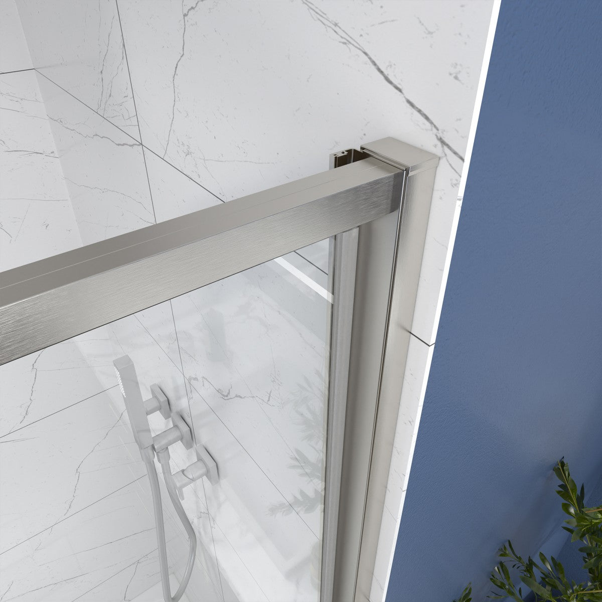 Flexi 44-48"x71" Frameless Shower Door in Chrome,Water Repellent Glass with Seal Strip Parts and Handle,6mm Glass Shower Door - ExBriteUSA