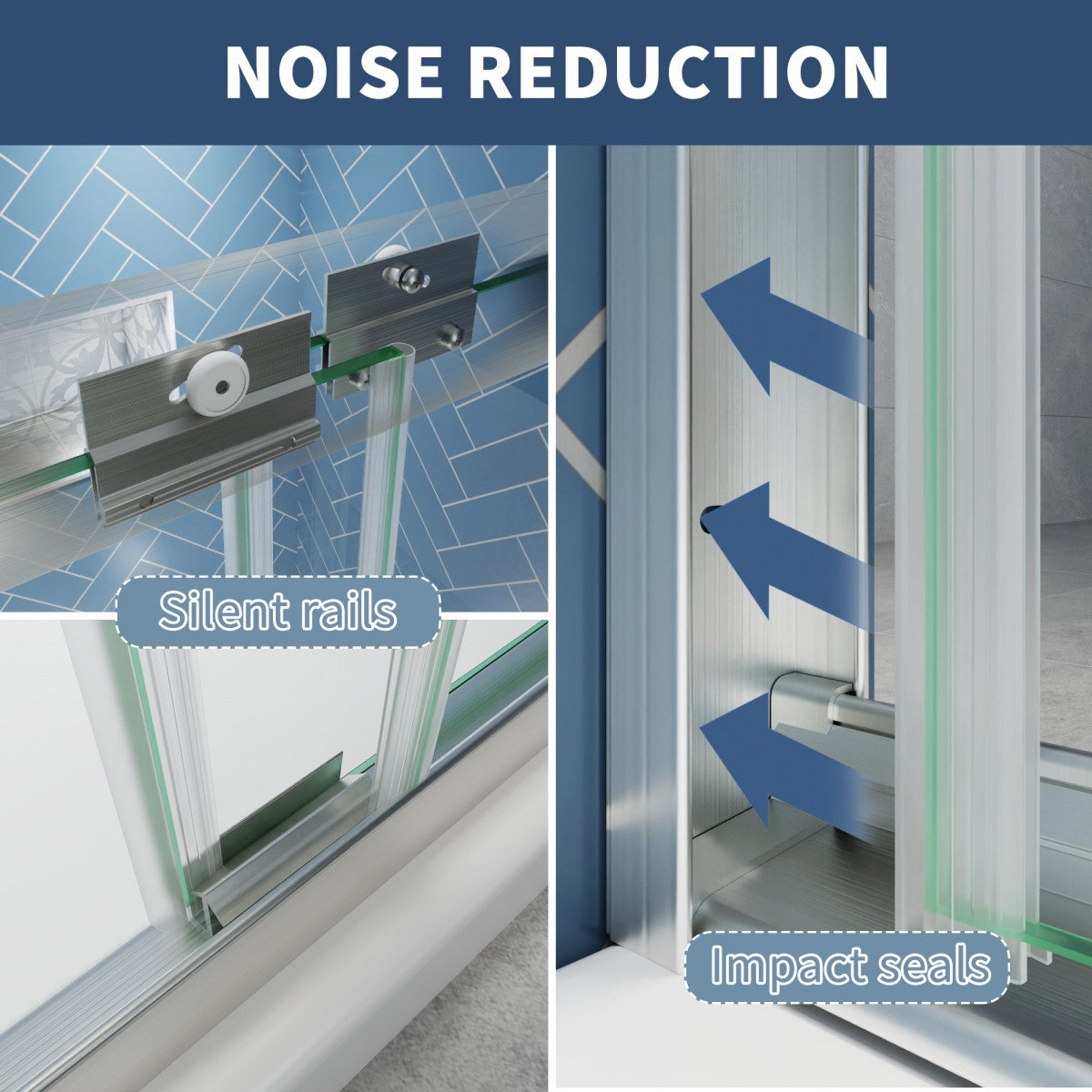 Glide Semi-Frameless Shower Door 56-60 in. W x 72 in. H Bypass Sliding Shower Enclosure,Brushed Nickel,Double Sliding Glass Bathroom Doors - ExBriteUSA