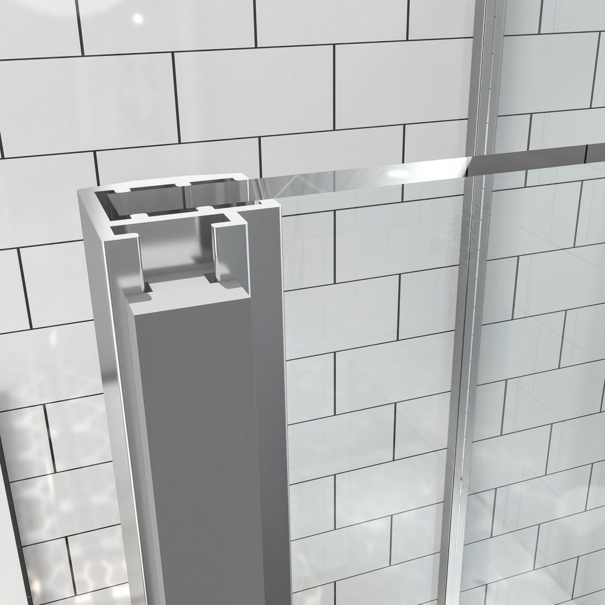 Flexi-B Showers 50-54" W x 71" H Glass Shower Doos Semi-Frameless,6mm Clear Tempered Glass Panel, Black Finish (Copy) - ExBriteUSA