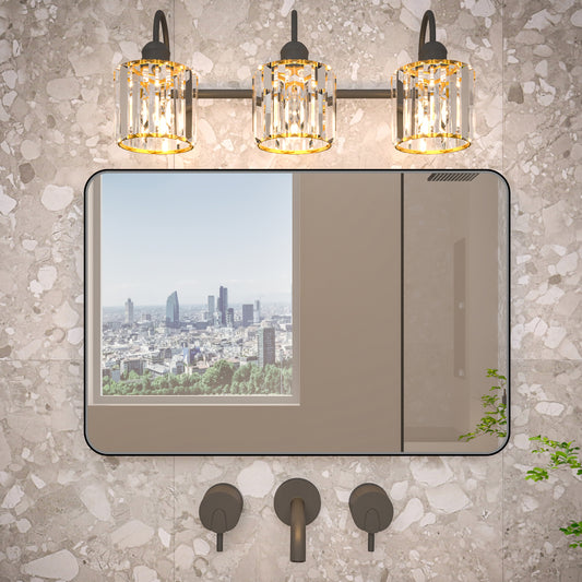 Noir 20" x 30" Vanity Mirror – Modern, Elegant, Rectangular Wall Mirror with Tempered Glass, Shatterproof, Rust-Resistant, Matte Black Frame for Bathroom, Living Room & Hallway - ExBriteUSA