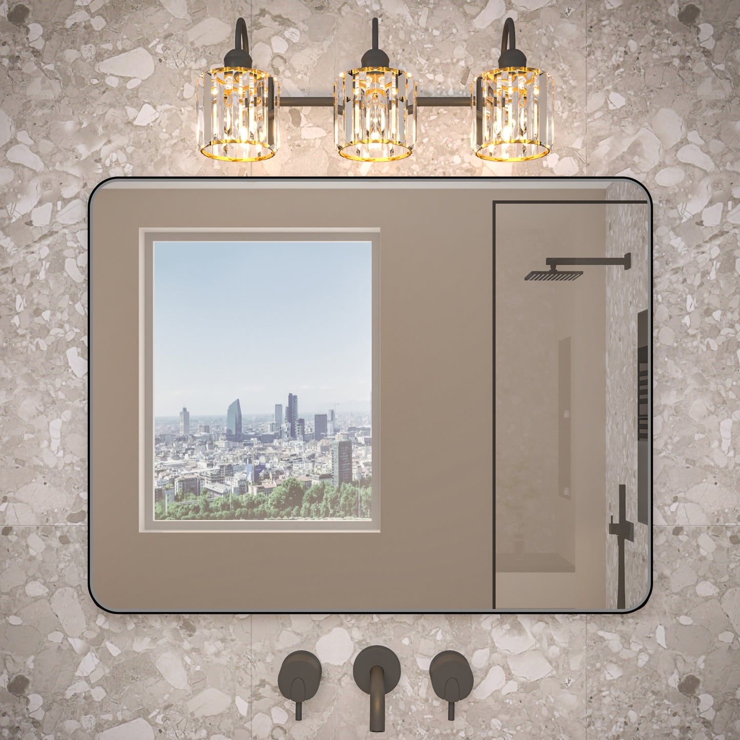 Noir 40" x 30" Vanity Mirror – Modern, Elegant, Rectangular Wall Mirror with Tempered Glass, Shatterproof, Rust-Resistant, Matte Black Frame for Bathroom, Living Room & Hallway - ExBriteUSA