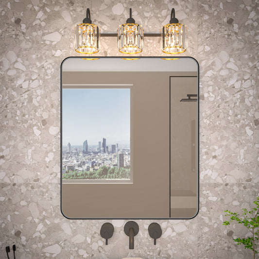 Noir 30" x 36" Vanity Mirror – Modern, Elegant, Rectangular Wall Mirror with Tempered Glass, Shatterproof, Rust-Resistant, Matte Black Frame for Bathroom, Living Room & Hallway - ExBriteUSA