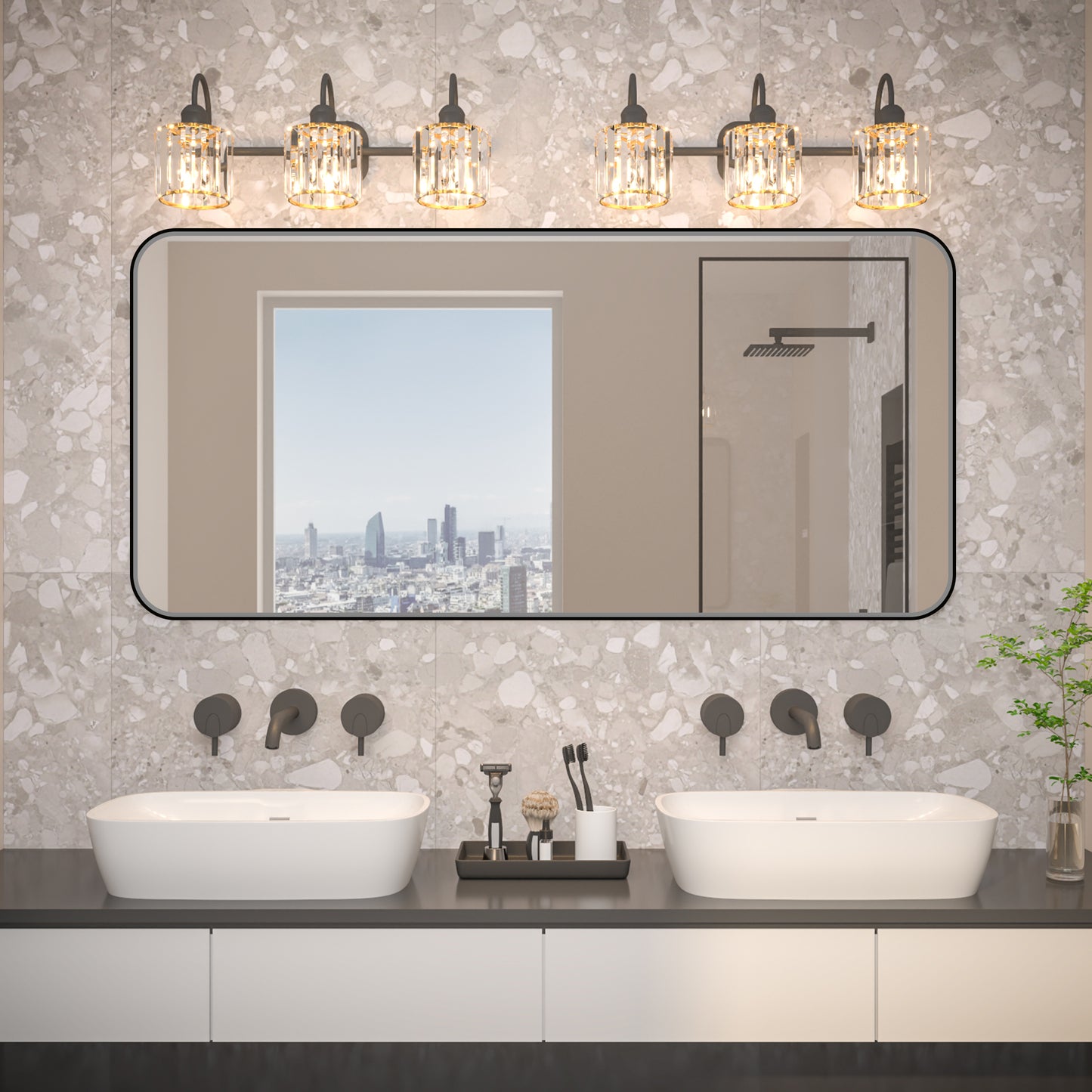 Noir 60" x 28" Vanity Mirror – Modern, Elegant, Rectangular Wall Mirror with Tempered Glass, Shatterproof, Rust-Resistant, Matte Black Frame for Bathroom, Living Room & Hallway - ExBriteUSA