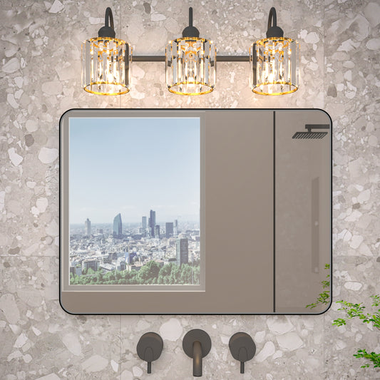 Noir 24" x 32" Vanity Mirror – Modern, Elegant, Rectangular Wall Mirror with Tempered Glass, Shatterproof, Rust-Resistant, Matte Black Frame for Bathroom, Living Room & Hallway - ExBriteUSA