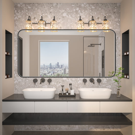 Noir 60" x 30" Vanity Mirror – Modern, Elegant, Rectangular Wall Mirror with Tempered Glass, Shatterproof, Rust-Resistant, Matte Black Frame for Bathroom, Living Room & Hallway - ExBriteUSA