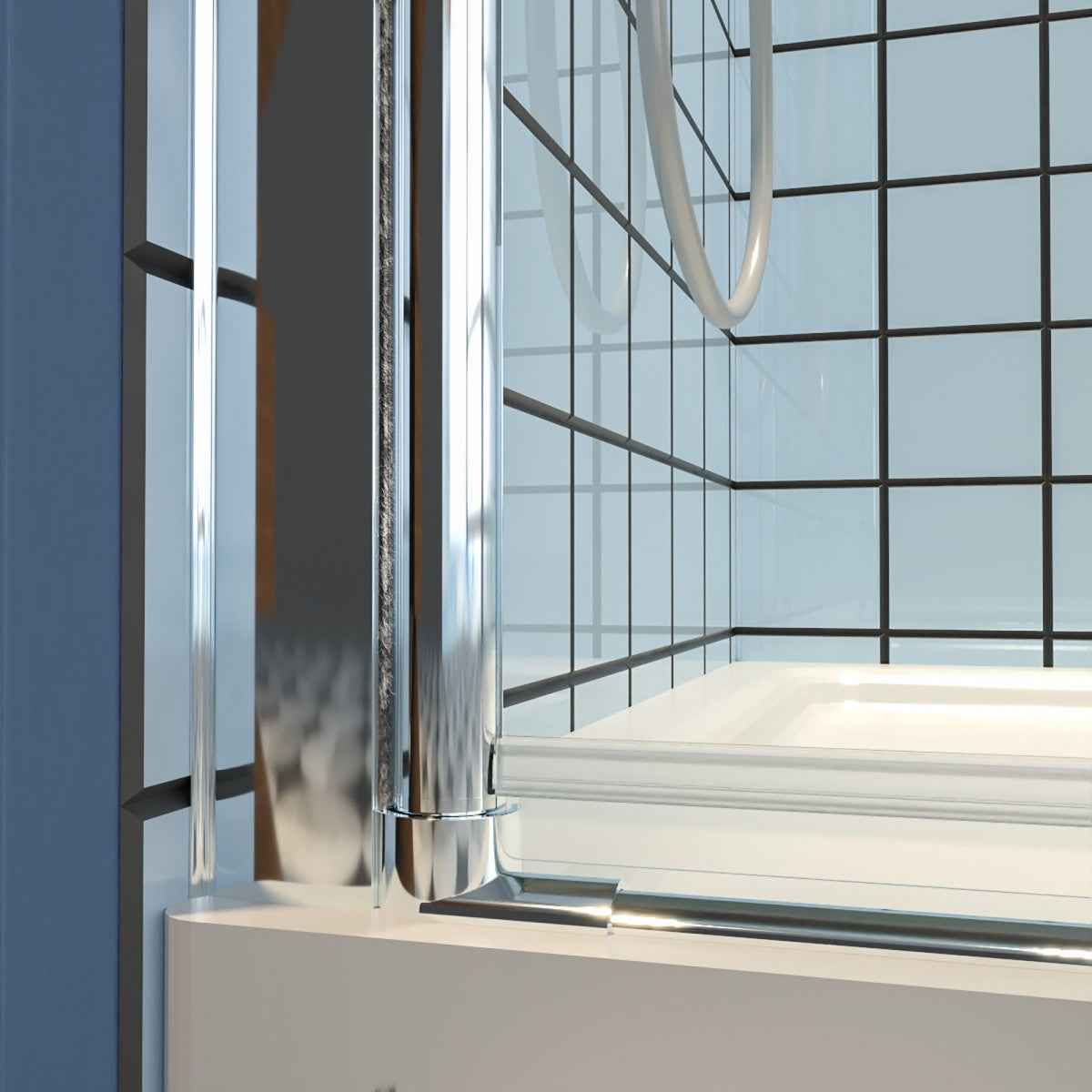 Classy 32-34" W x 72" H Pivot Shower Door Semi-Frameless Hinged in Chrome Install Glass Shower Door