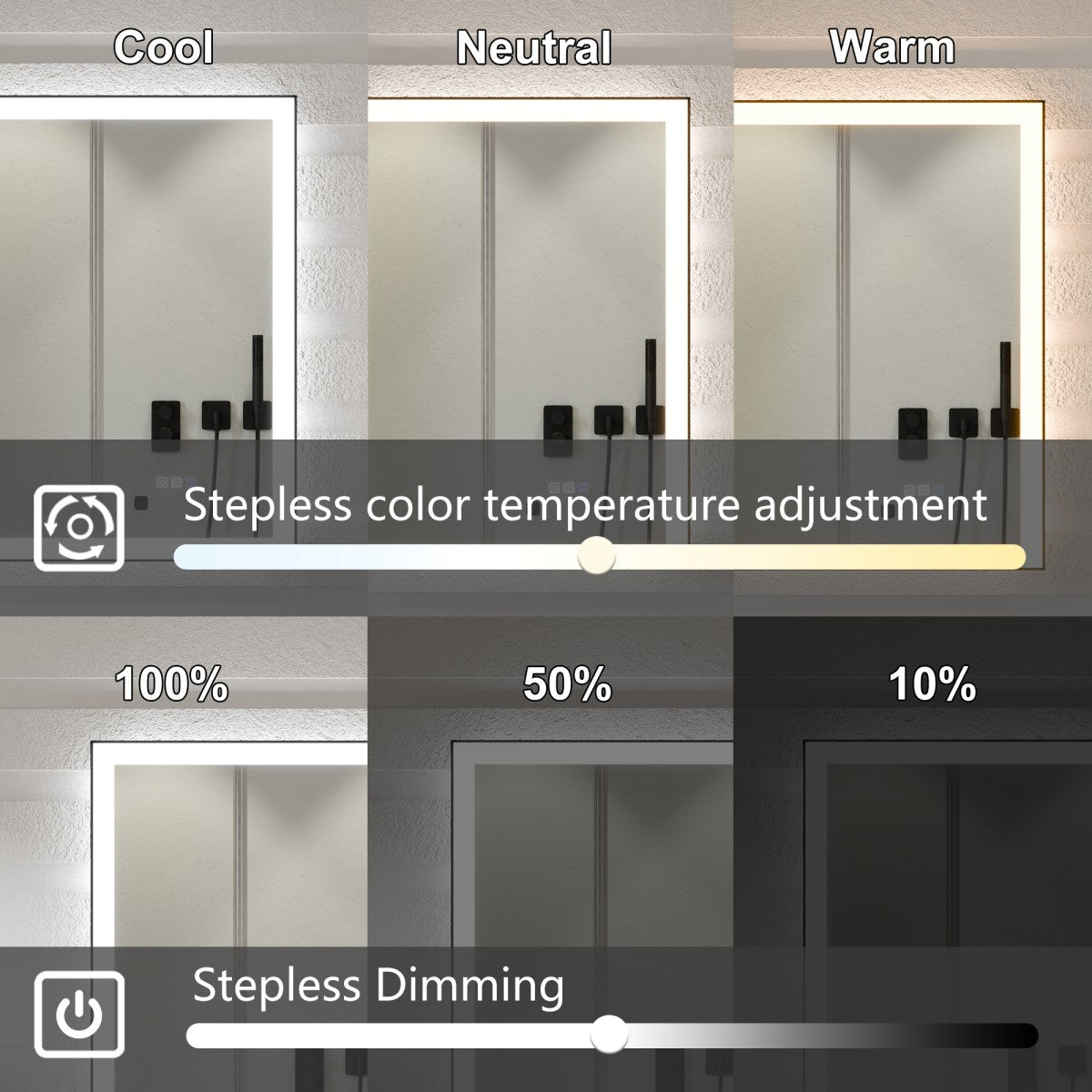 Apex-Noir 48"x36" Framed LED Lighted Bathroom Mirror