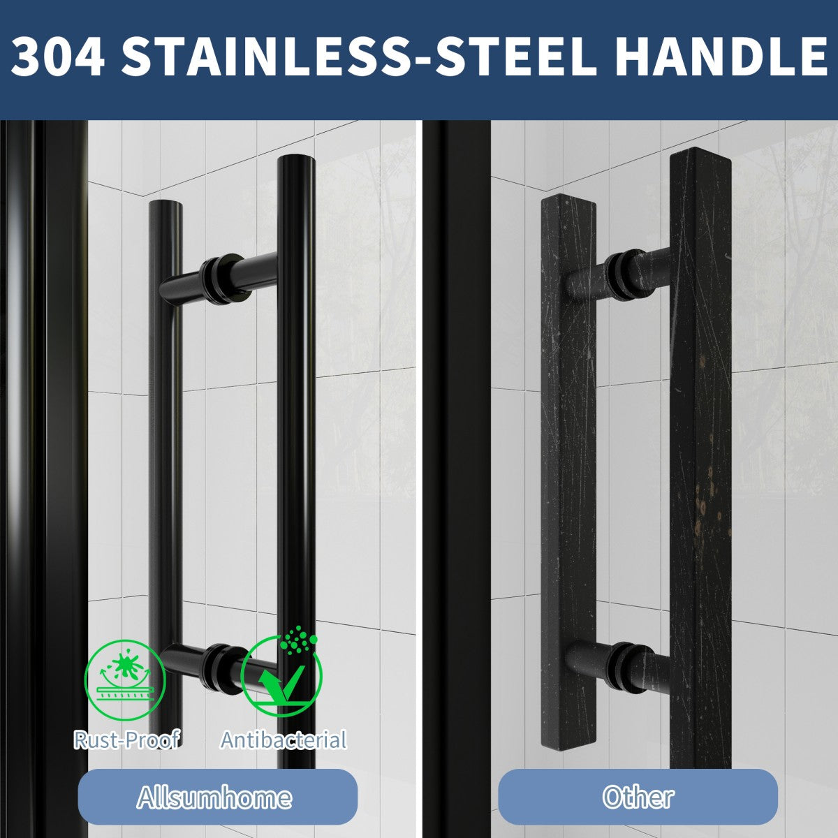 Valor-W Allsumhome 56-58"Wx71"H Semi-Frameless Pivot Glass Shower Door,Pivot Shower Door,SGCC Tempered Glass,Matte Black,Reversible Installation