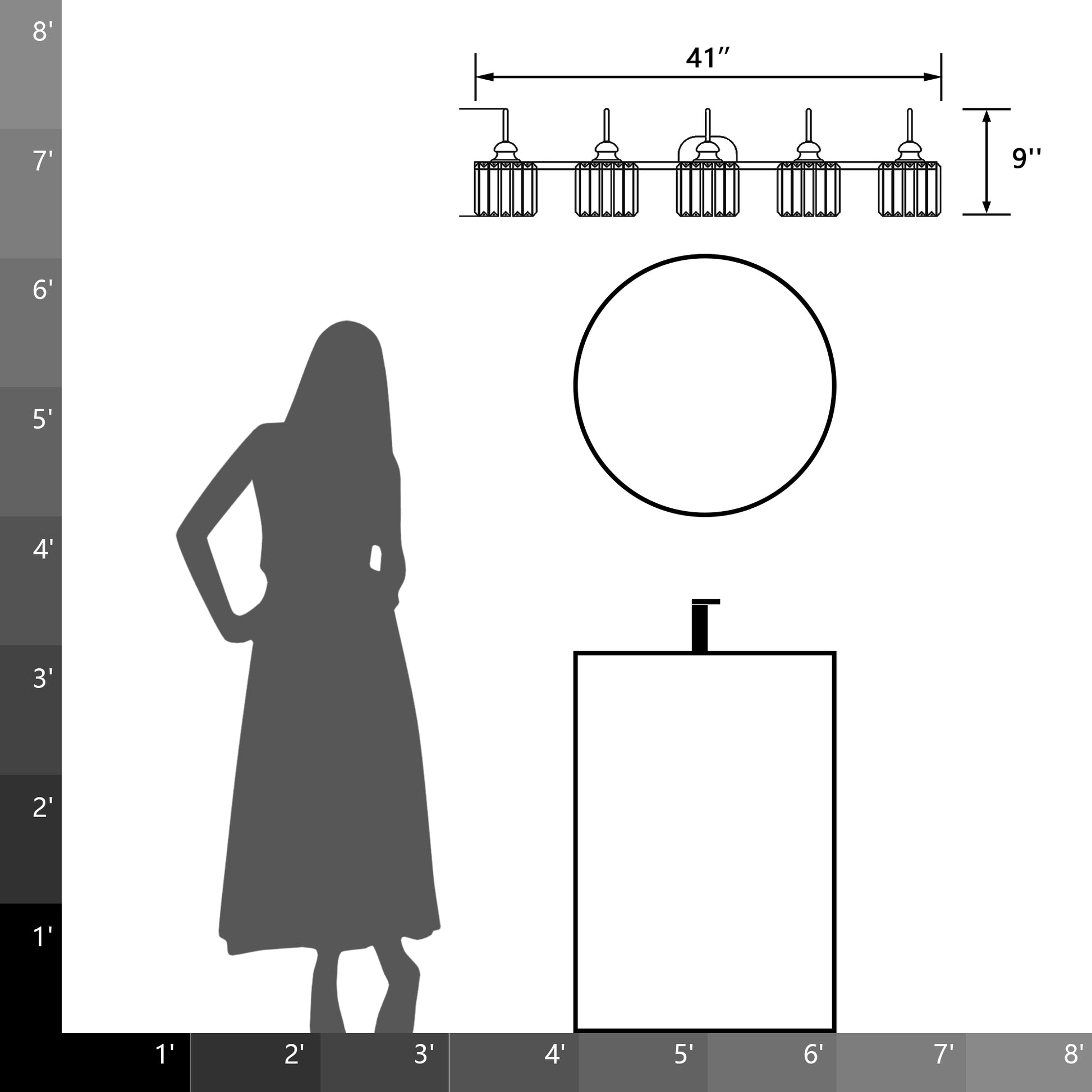 ExBrite 41" W 5 Lights Bathroom Black and Gold Vanity Lights for Bathroom Light - ExBriteUSA