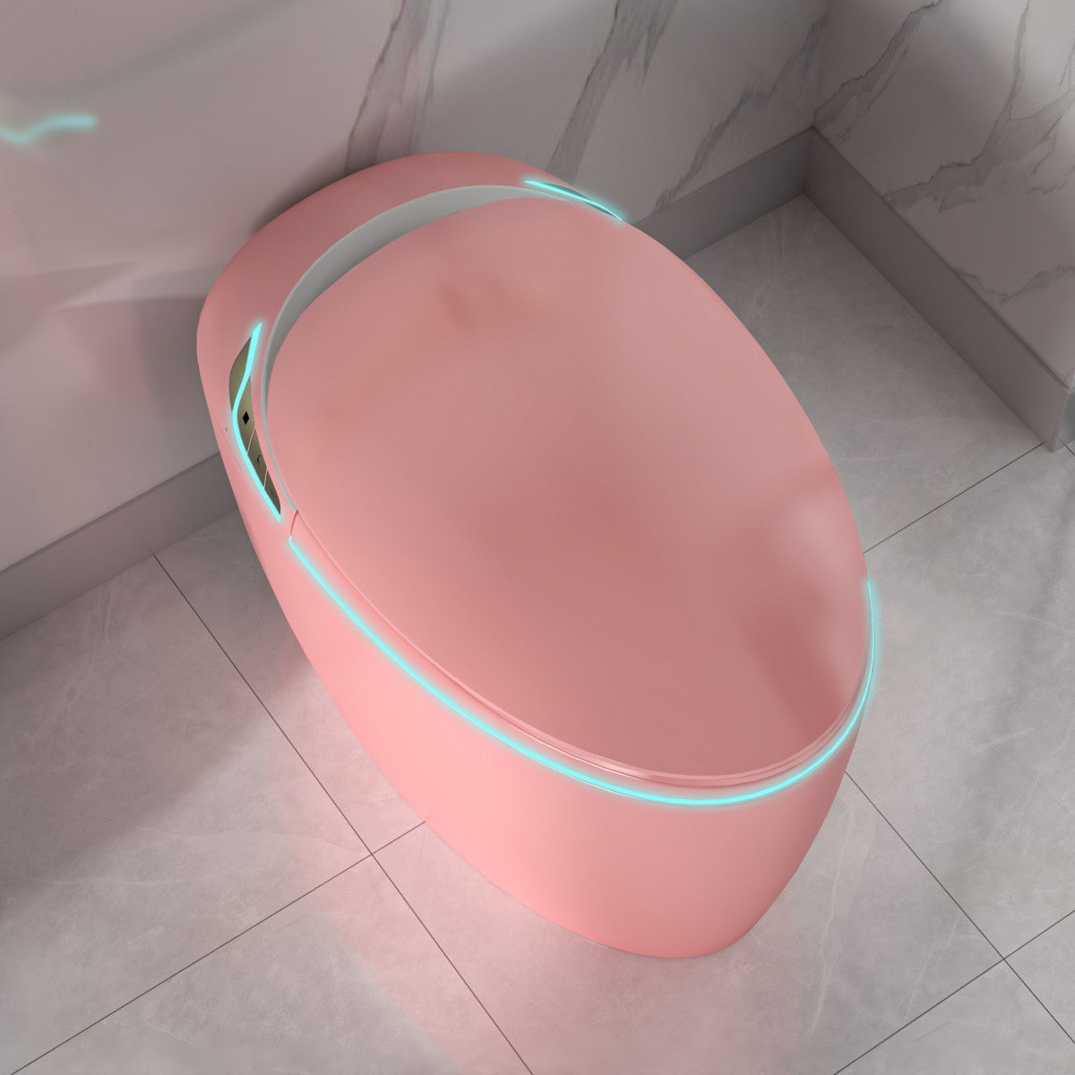 EP Exbrite Unique Smart Toilet with Bidet Built In, Intelligent One Piece Toilet For Modern Bathroom, Auto Open/Close Seat, Foot Sensor, LED Display,Night Light, Warm Water & Dryer,Pink